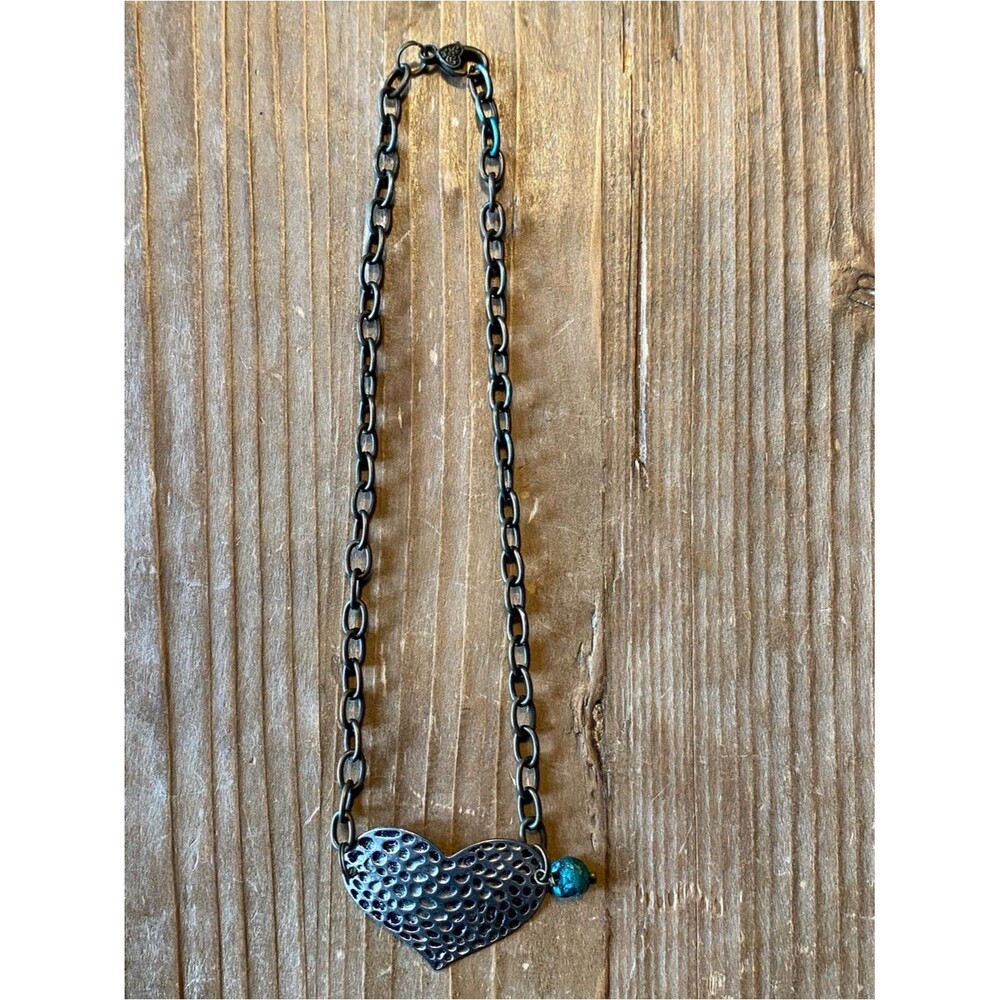 Boho Western Heart Necklace with Turquoise Bead Charm New